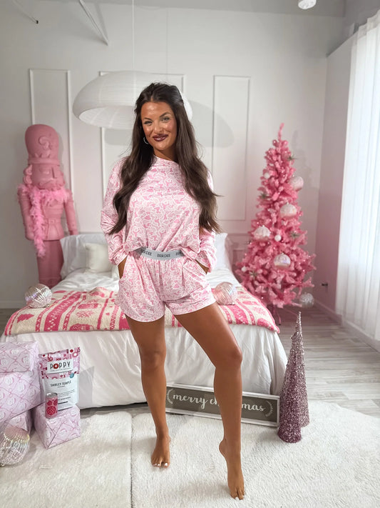 BIRDIE PREORDER Two Piece Long Sleeve Boxer Set in Sugar Bloom Duck Camo