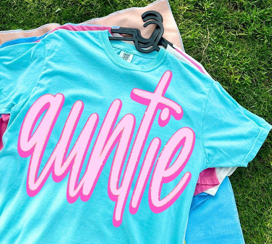 Auntie in Barbie font